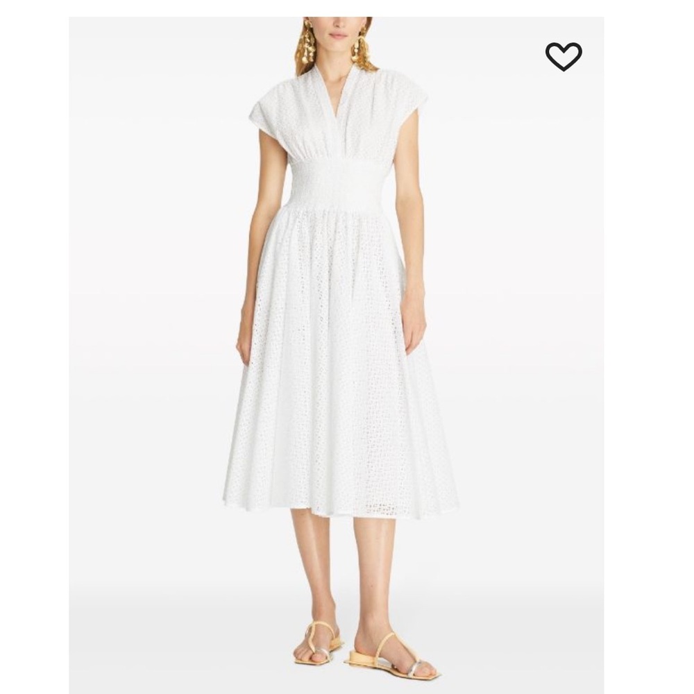 NWT white Tory Burch midi eyelet dress, size 12